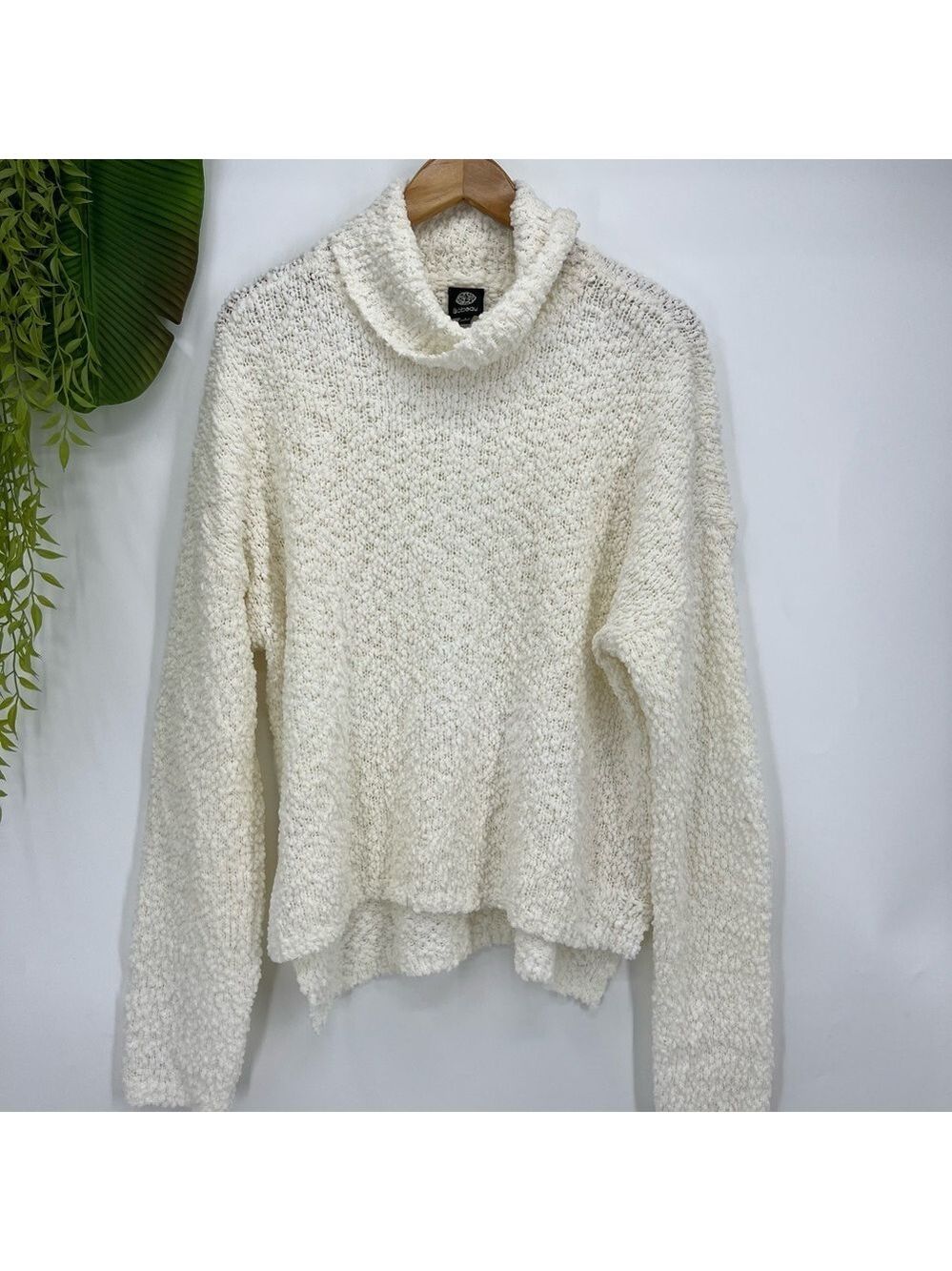 Bobeau Cream Textured Knit Sweater